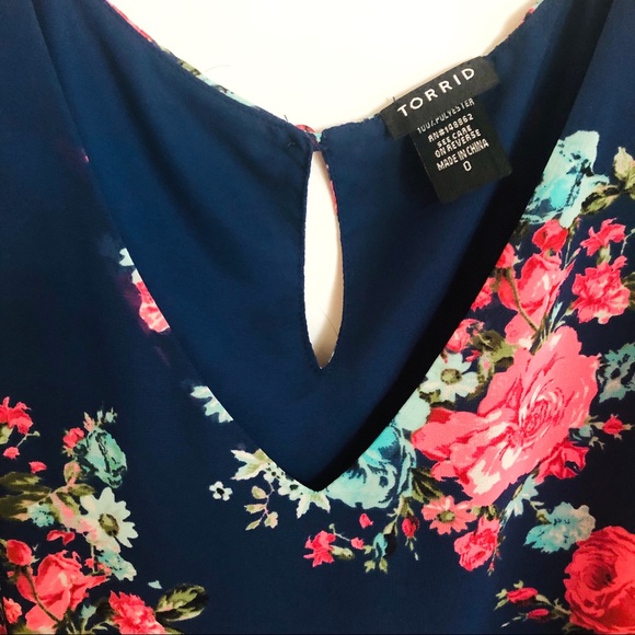 TORRID Sleeveless Blue & Pink Floral … - Picture 9 of 10